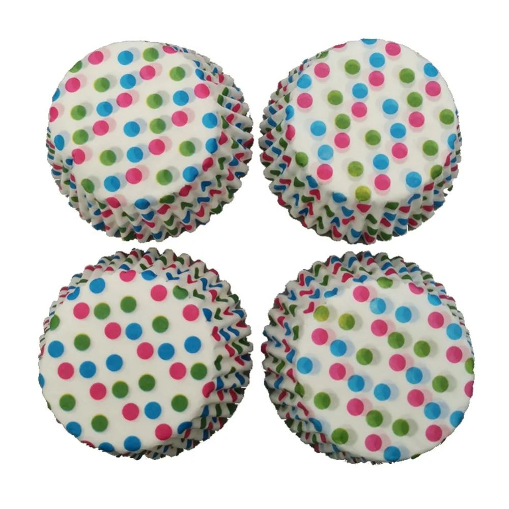 100pcs Mini Paper Dot Cake Cups Oil Proof Heat Resistant Cupcake Liners Fluted Sides Easy Release Baking Cups Cake Baking