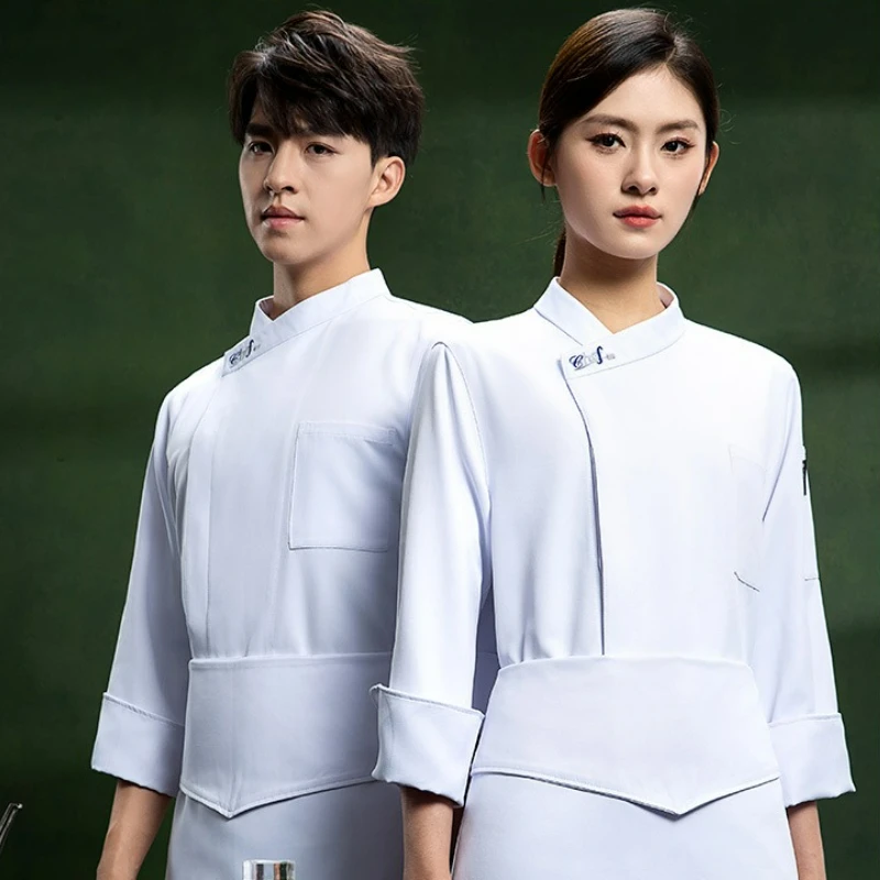 Chef Jacket White Thickened Long Sleeve Large Size Hotel Restaurant Kitchen Waiter Uniform