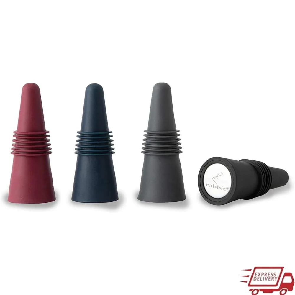 

Set of 4 Wine Bottle Stoppers Silicone Caps Preserving Freshness Durable Sealing Wine Soda Oil Vinegar Easy to Clean