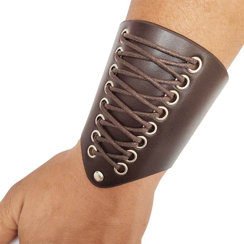 Vintage Middeleeuwen Polsband Brede Bracer Lace Up Arm Armor Manchet Gauntlet PU Polsbeschermer voor ComicCon-fotoshoots