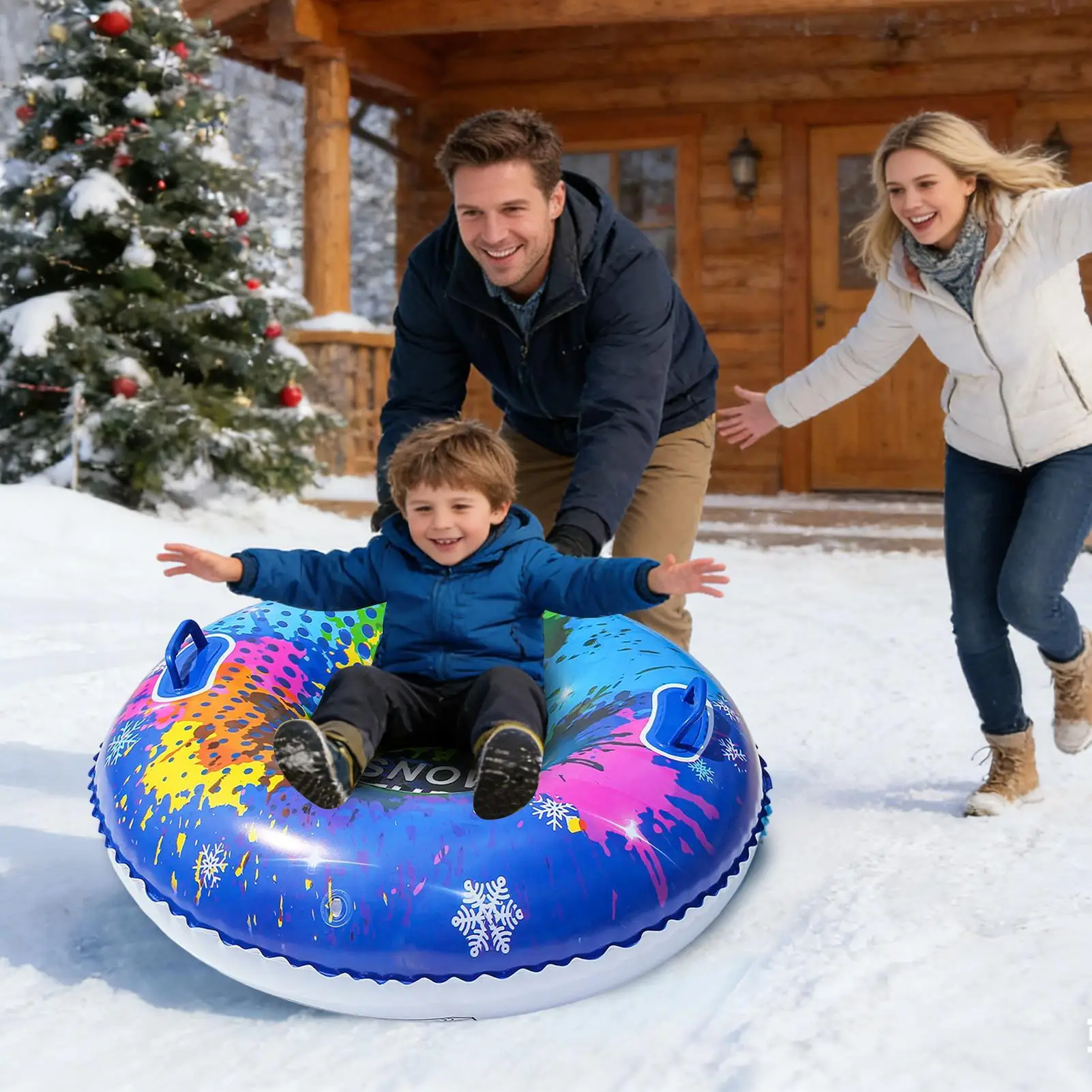 

Надувная тюбинг-ватрушка для горнолыжных курортов, 95 см, из ПВХ, с ручками, морозостойкая, для захватывающих катаний с семьей