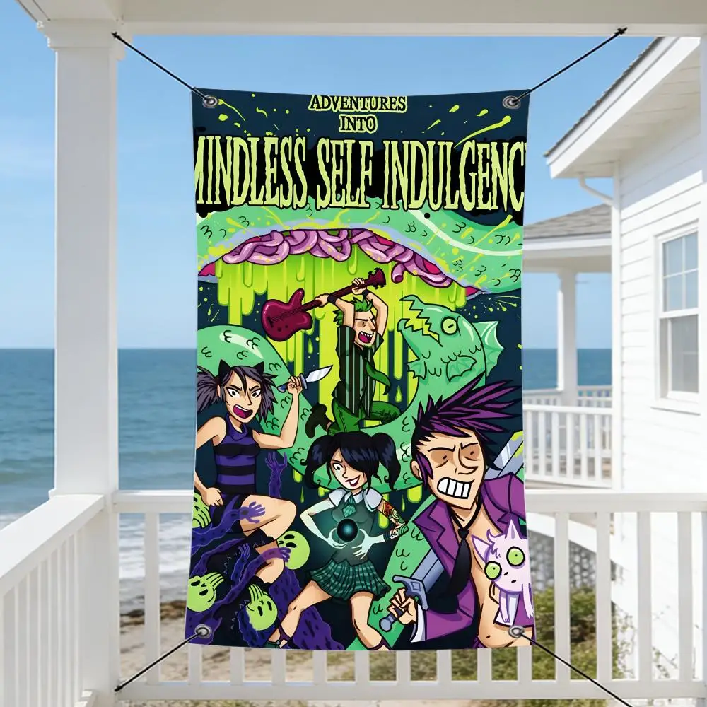 Band M-Mindless S-Self I-Indulgence Flags Cozy Home Flag 4 Grommets Anti-Wrinkle Waterproo  Indoor