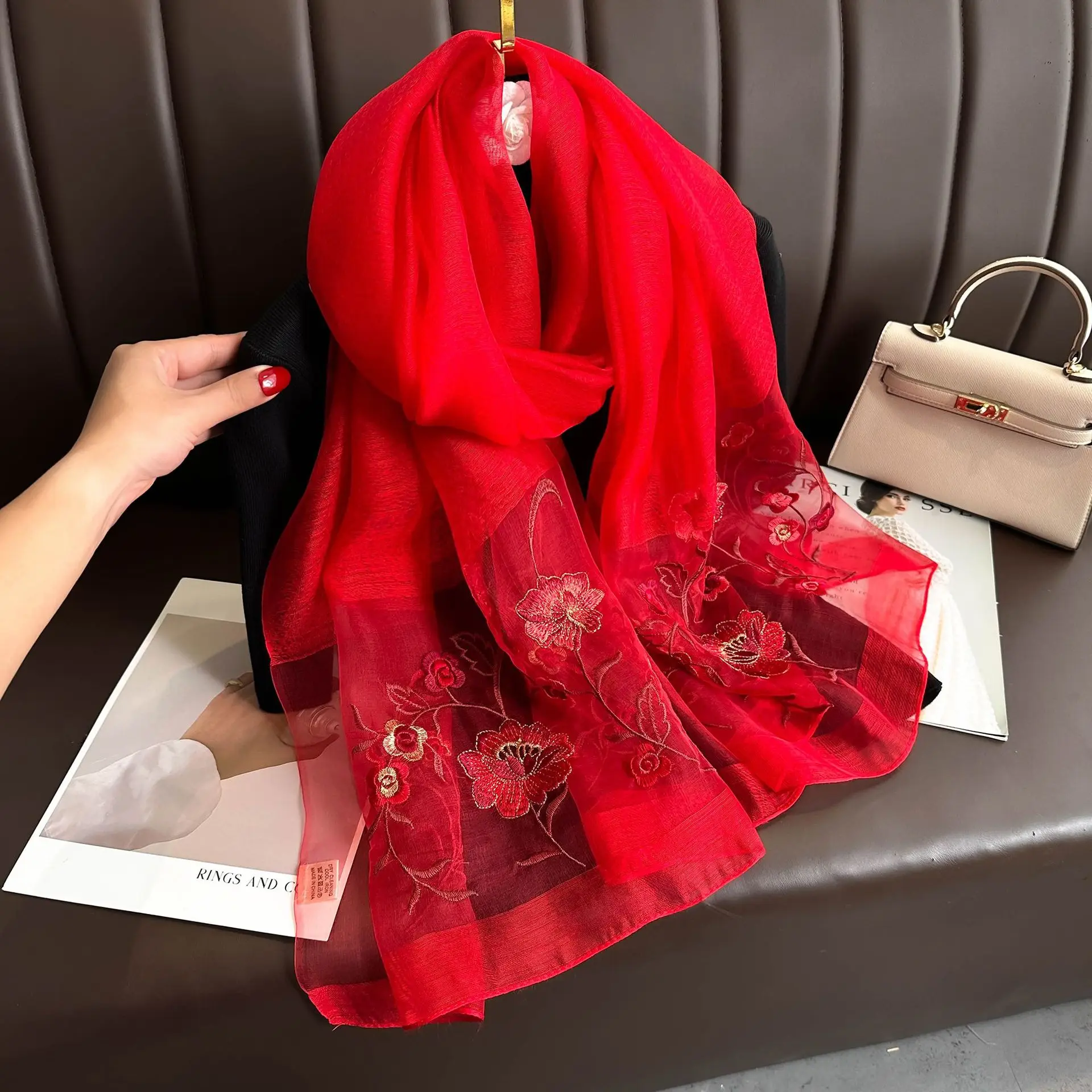 Luxury Brand Solid Silk wool scarf for Women Shawls Scarves Summer Hijab Fashion Warm Long Bandana Foulard Pashmina Poncho new