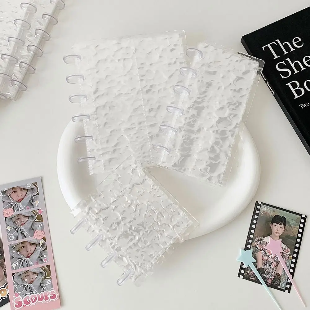 Simple Transparent Water Ripple Photocards Holder Mushroom Hole Vertical Photo Album Loose Leaf Idol Card Collection Binder Gift