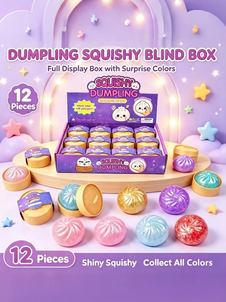 Mini antystresowe pierożki w pudełkach, miękkie i przezroczyste zabawki z TPR, sensoryczne zabawki antystresowe do ściskania. — 2