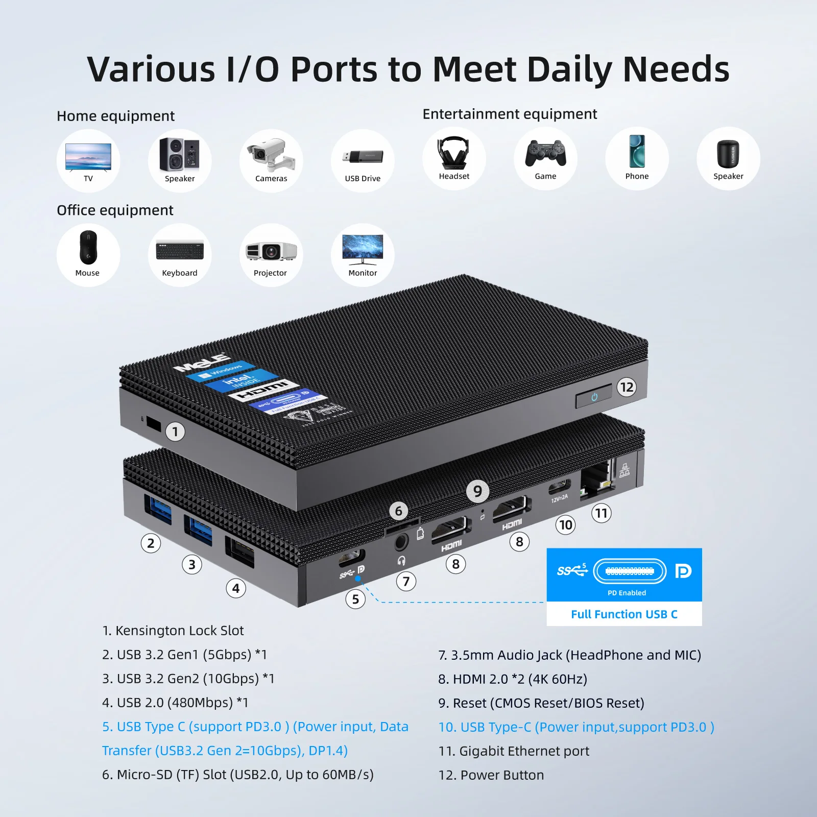 Imagem -03 - Mele Quieter 4c Slim N100 Mini pc Windows11 Pro 12 ° Alder-lake 16gb 512gb Micro Computador Hdmi Usb-c Displayport 1.4 Wifi5 Bt5.1