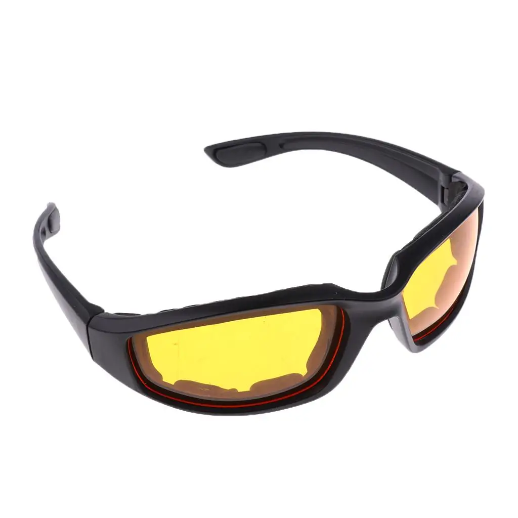 Chopper Padded Wind Resistant Sunglasses Motorcycle Riding Glasses Yellow