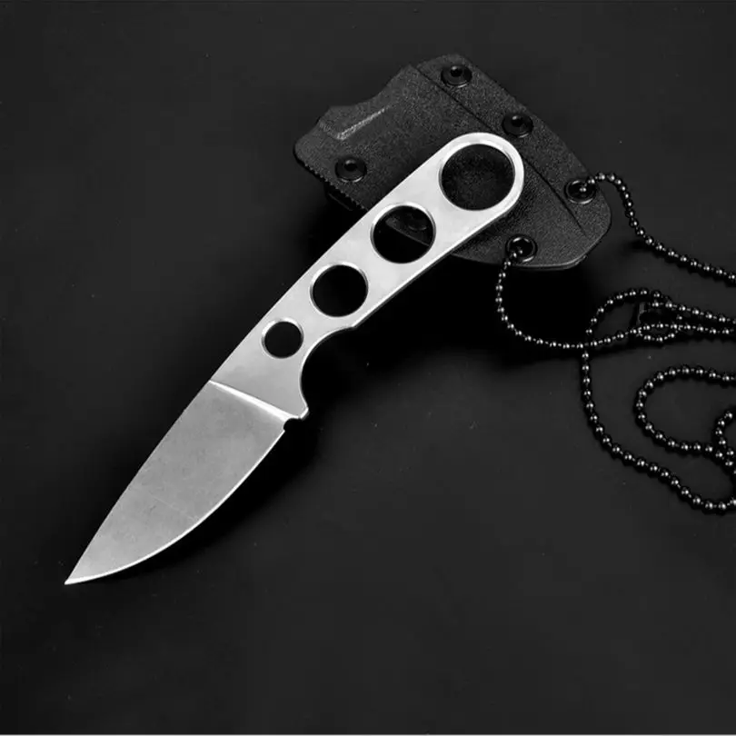 

Knives Outdoor Small Fixed Blade Survival Knife Sharp Full Tang Stone Wash Camping Fruit knife Tool Portable K Sheath Necklace