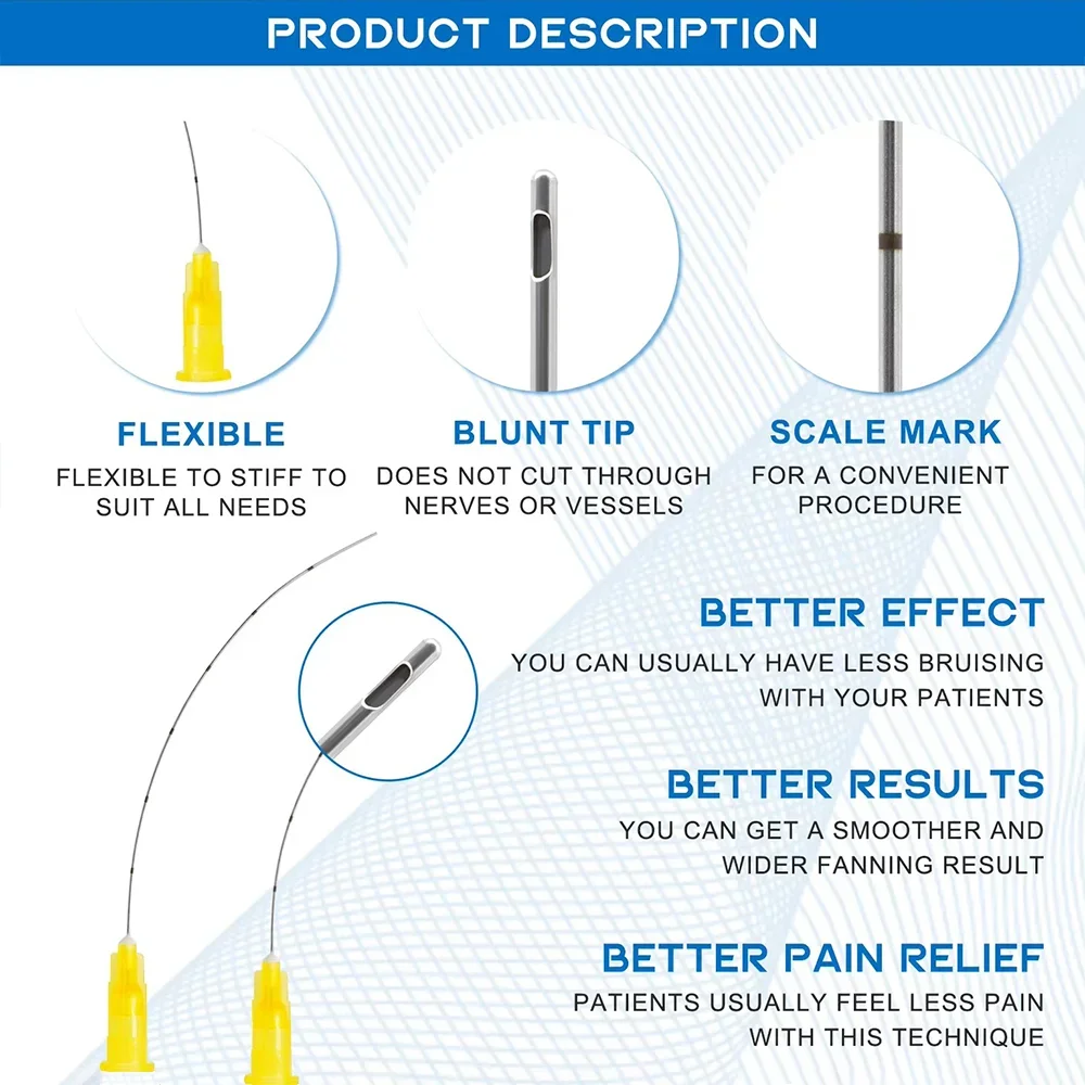 

Blunt Cannula For Filler Injection 14G 18G 20G 21G 22G 23G 25G 27G 30G Uric Acid Facial Filling Nose Slight Blunt Needle
