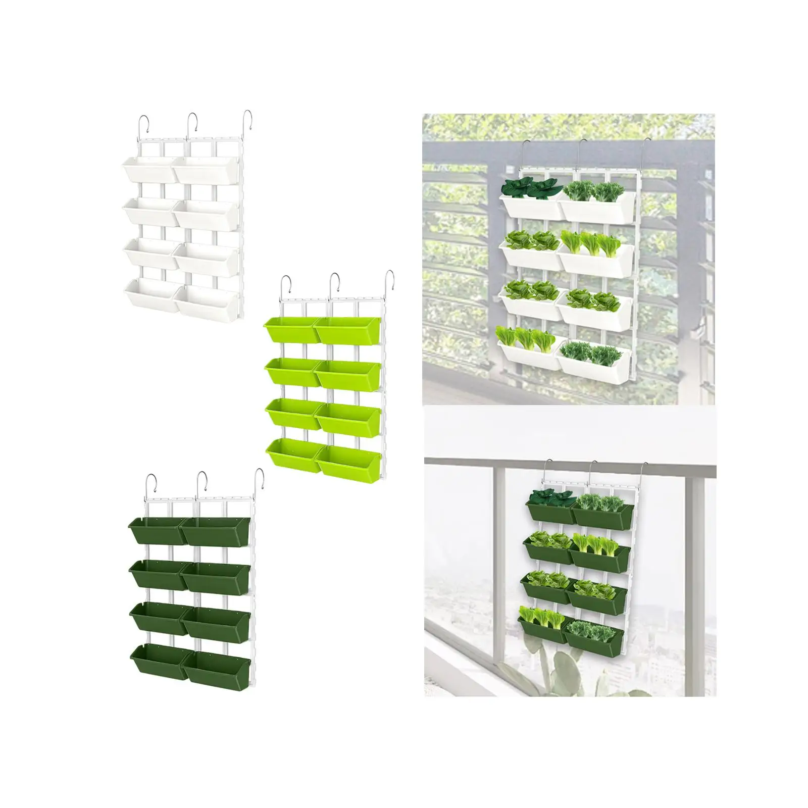 Vertical Wall Hanging Planter Rail Planter Flowerpot Plant Holder for Vegetables Balcony Deck Railing Garden Indoor Outdoor image 4
