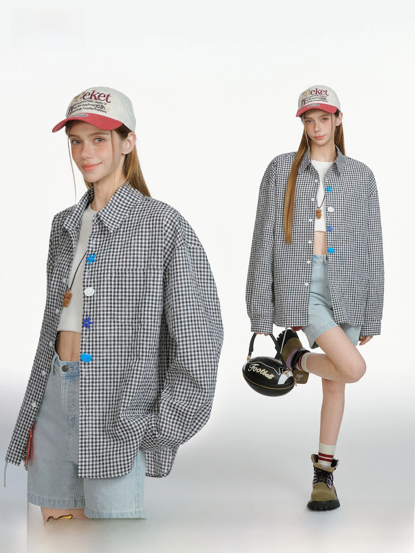 

BEETLE TOWN American Sle Plaid irt Casual Loose Fit Women's Men's Spring Autumn ell Button Lazy Versatile Outerwear