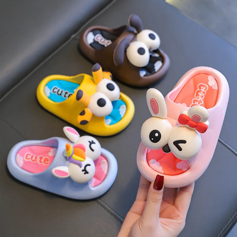 2024 New Children\'s Cartoon Animal Sandals Slippers Summer Girls Non-slip Soft Indoor Outdoor Boys Bath Baby Kids Beach Shoes