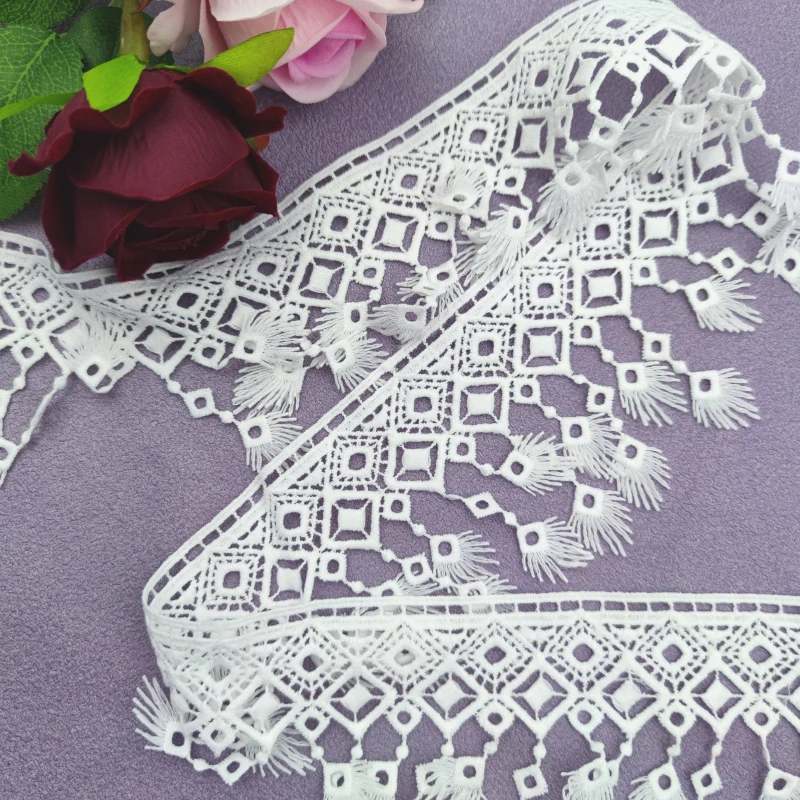 2 Yard Embroidery Tassels Lace DIY Polyester Sewing Garment Curtain Home Furnishing Wedding Skirt Clothes Accessories