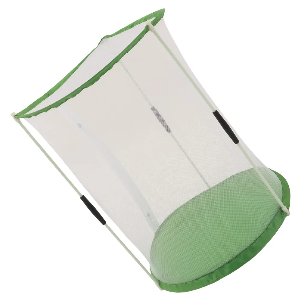 Transparent Mesh Butterfly Habitat Cage Zipper Closure Collapsible Design Mesh Enclosure Cage Cylindrical Shape White with Green