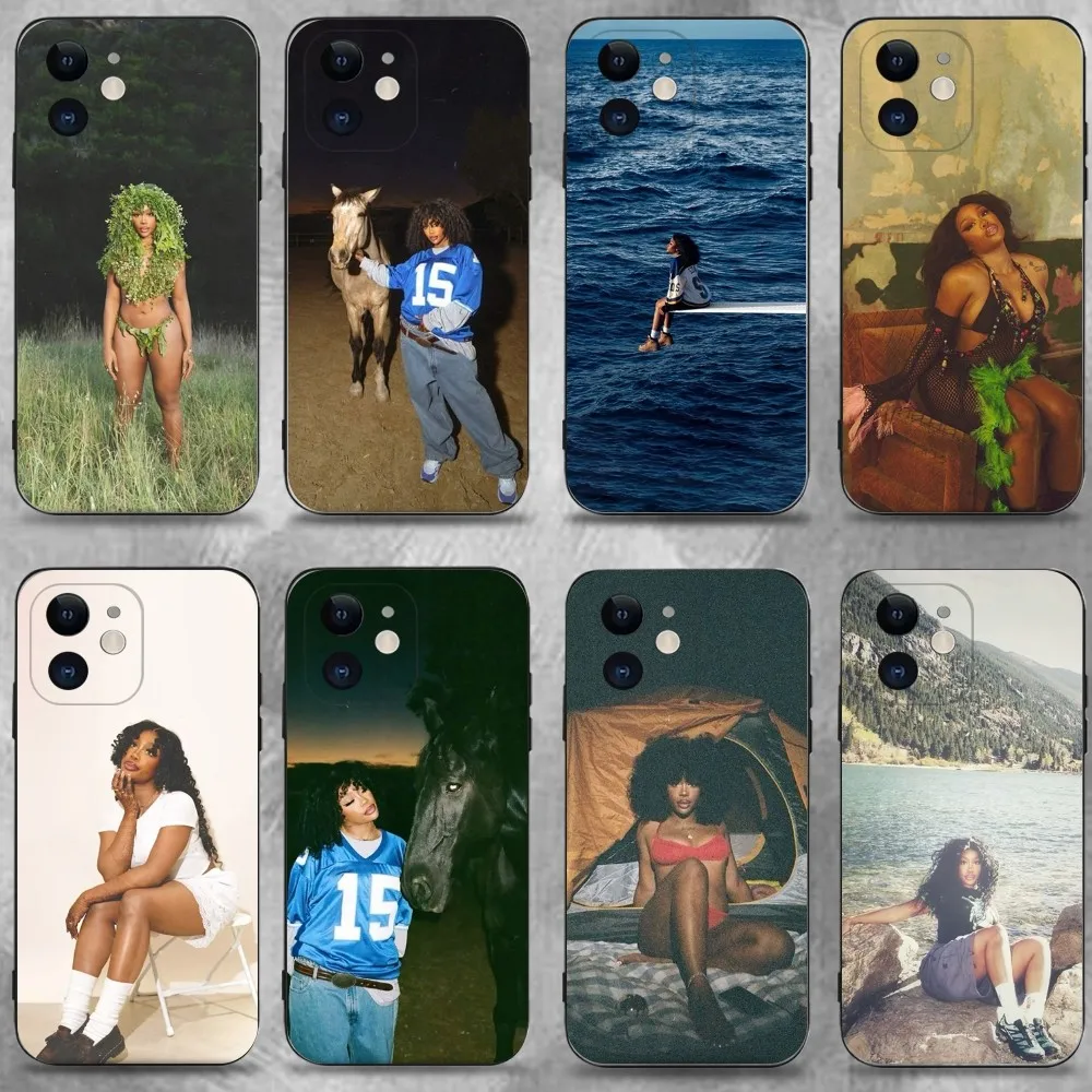 

Singer SZA lana Phone Case For iPhone 16,15,14,13,12,11 Plus,Pro Max,XS,X,XR,SE,Mini,8,7,Soft Silicone Black Cover