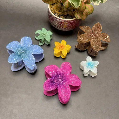 Pinza para el pelo de tiburón y flor de huevo de cristal transparente para mujer y niña, horquilla de cangrejo antideslizante, accesorios para el cabello, herramienta de regalo