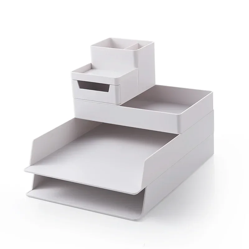 Stackable Desktop Storage Box, Large Capacity A4 Paper File Organizer, Multifunctional Office Desk Storage Holder