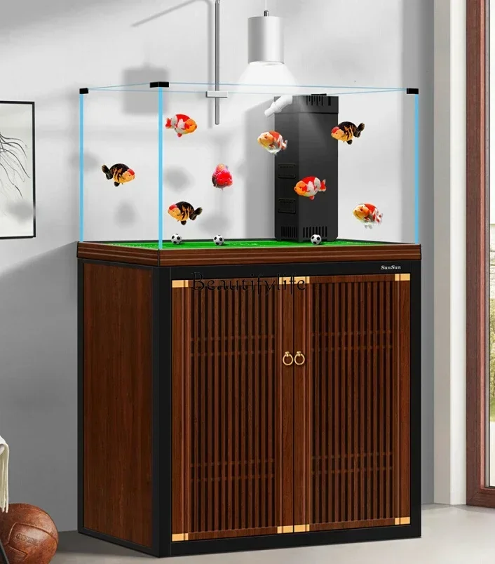 

LD33Living Room Small Landscape Super White Ecological Lanshou Water Plant Fish Tank Bottom Filter Household Aquarium