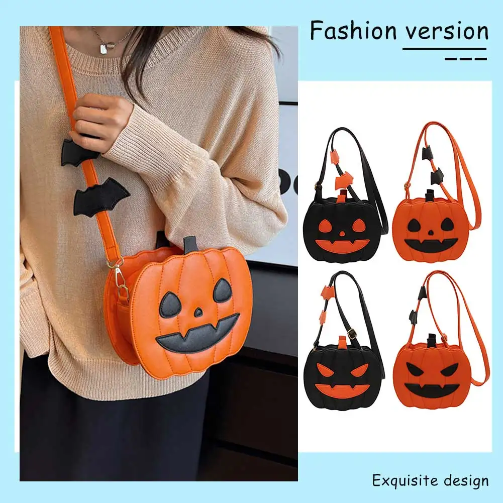 Halloween Decoration Pumpkin Women's bag Devilish Style Shoulder bags with Ghost Skull Accent Fashion handbag for Women & Girls