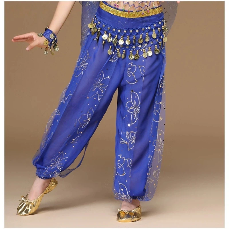 

New Ndian Belly Dance Pants Performance Costume Women Shiny Sequins Harem Lantern Pants Practice Outfit Boho Dance Wear