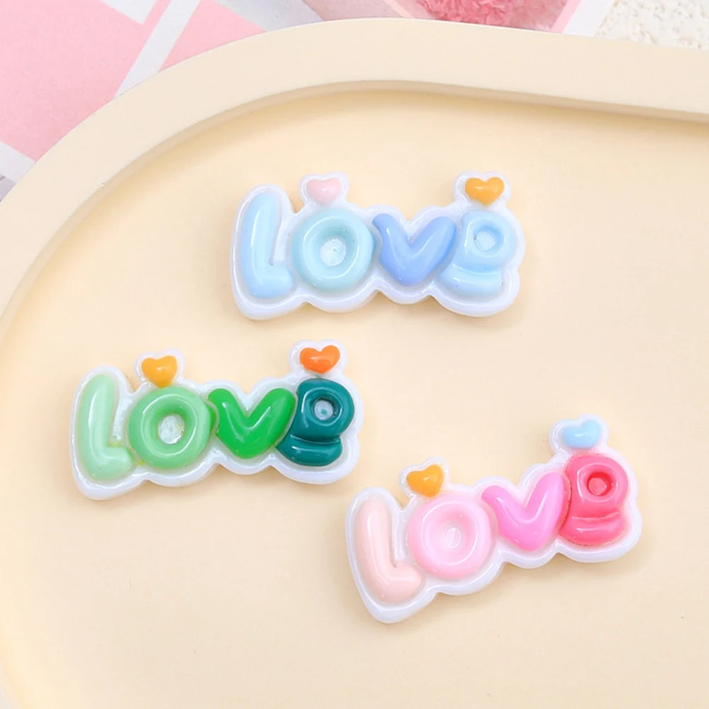 10PCS Shiny Colored Love Sign Series Resin Flatback Cabochons For Hairpin Scrapbooking DIY Jewelry Craft Decoration Accessories