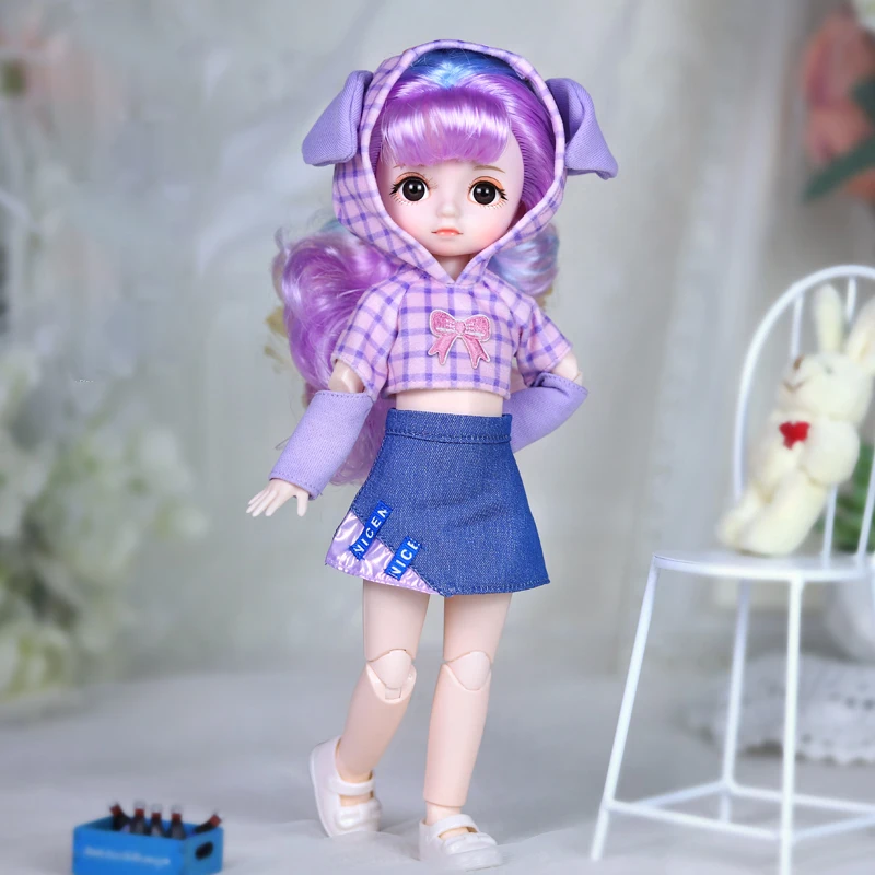 30cm Doll BJD Snow Queen mechanical joint Body With makeup hair eyes clothes shoes girl anime 1/6 SD The best gift for children