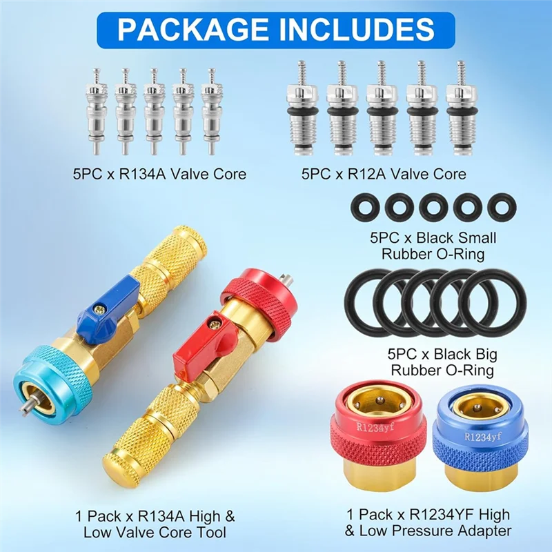 

A04E-Set для R134a R1234yf R22 Инструмент для снятия сердечника клапана кондиционера, подходит для R134A R1234YF