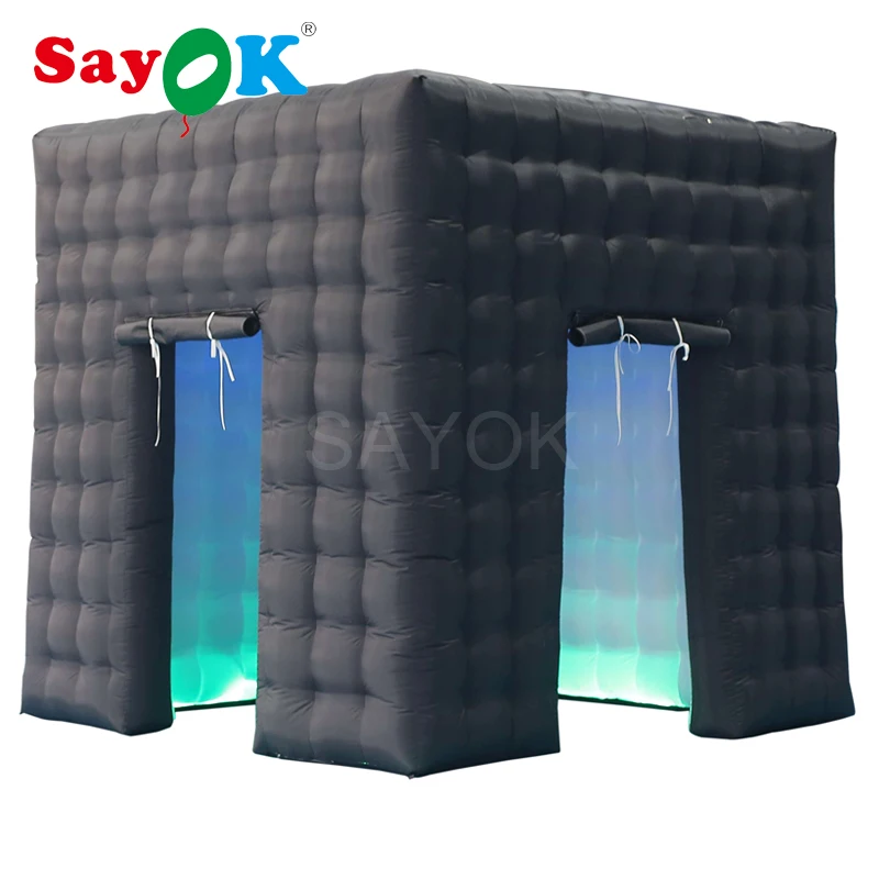 

3m(10ft) Inflatable black&white cube tent, inflatable photo booth enclosure for party event promotion