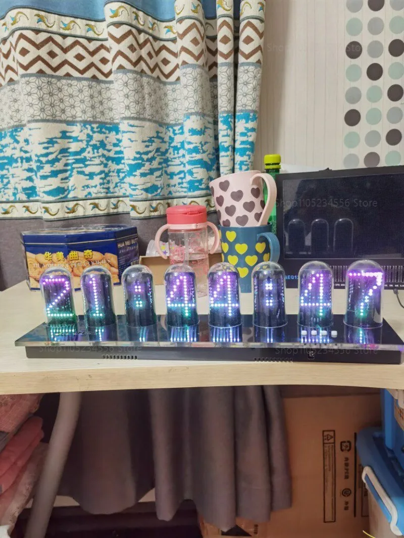 

RGB Music Spectrum Clock With Remote Voice Control LED Animation DIY Desktop Gift