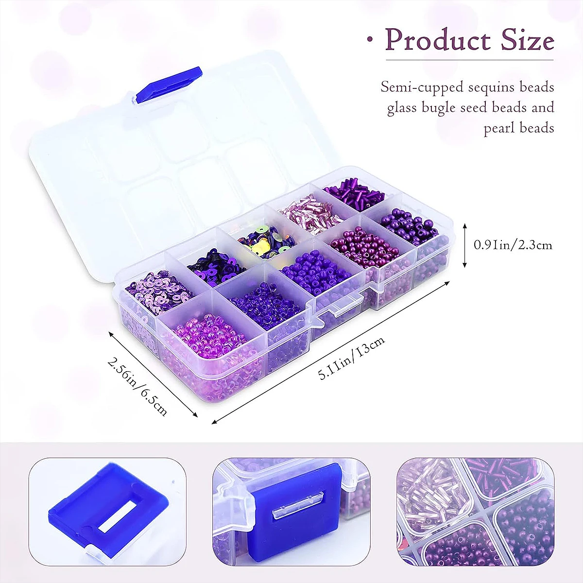 Premium 10 Grid Multi-color Imitation Pearl Beads, Rice Beads, Sequins Kit - DIY Jewelry Making (Bracelet/Necklace/Accessories)