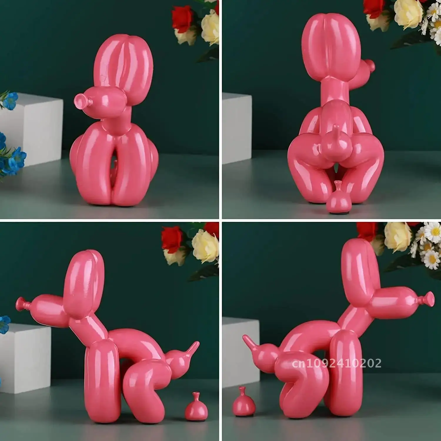 

Nordic Resin Pooping Balloon Dog Sculpture Home Decor Interior Crafts Decoration Puppy Figurines Room Living for Animal Statue