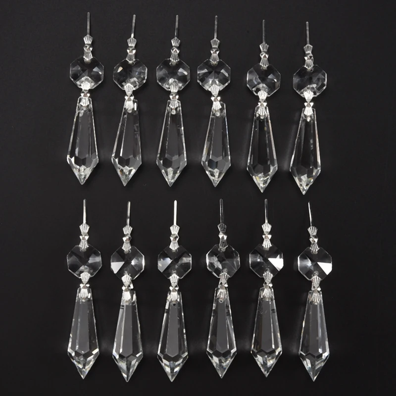 24 Pcs Chandelier Crystal Prisms Pendants Set 38 Mm Clear Teardrop Icicle Chandelier Crystals Parts Replacement Crystals