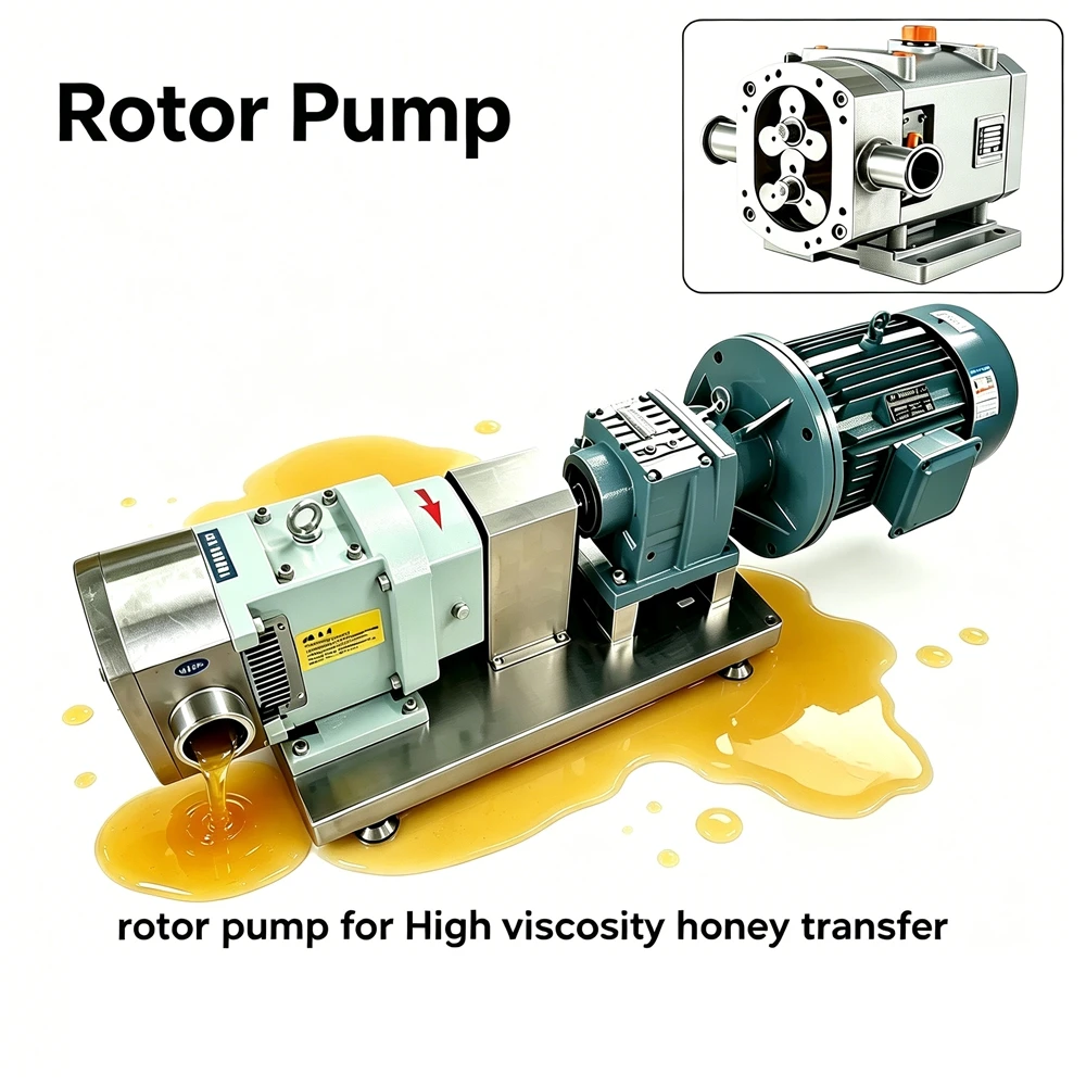 304 Stainless Steel Rotor Pump High Viscosity Liquid Transfer Pump Honey Syrup Oil Chocolate Sauce Paste Industrial Lobe Pump
