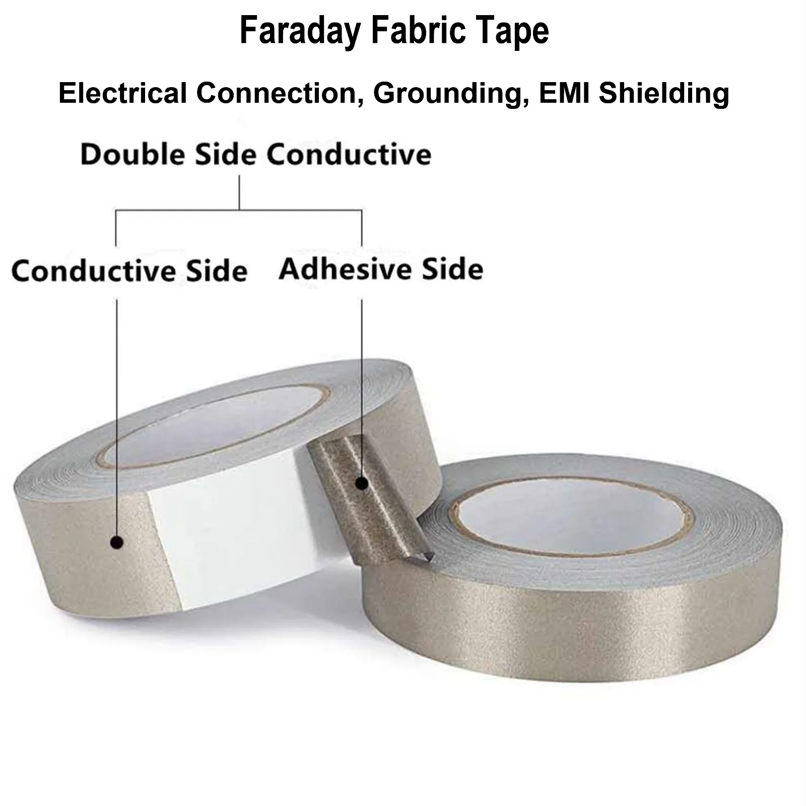 Faraday Fabric Conductive Adhesive Tape for EMI Shielding, Electrical Grounding, Cable Interference Blocking, RFID