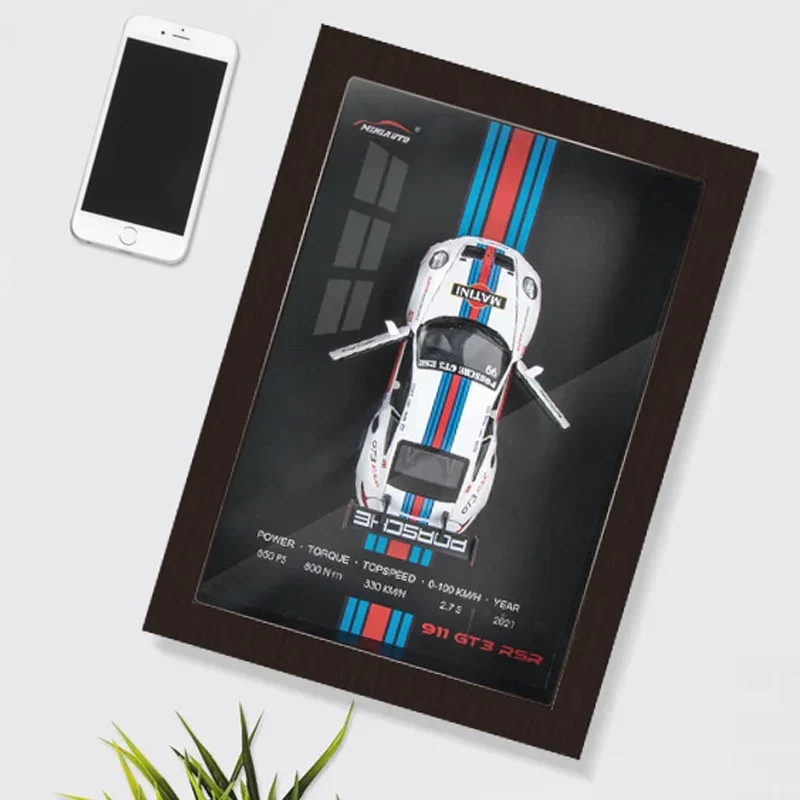 Simulation 1/32 Scale Car Model Photo Frame With Metal Sports Car 3D Racing Car Hanging Painting Collection Kids Gift Home Decor