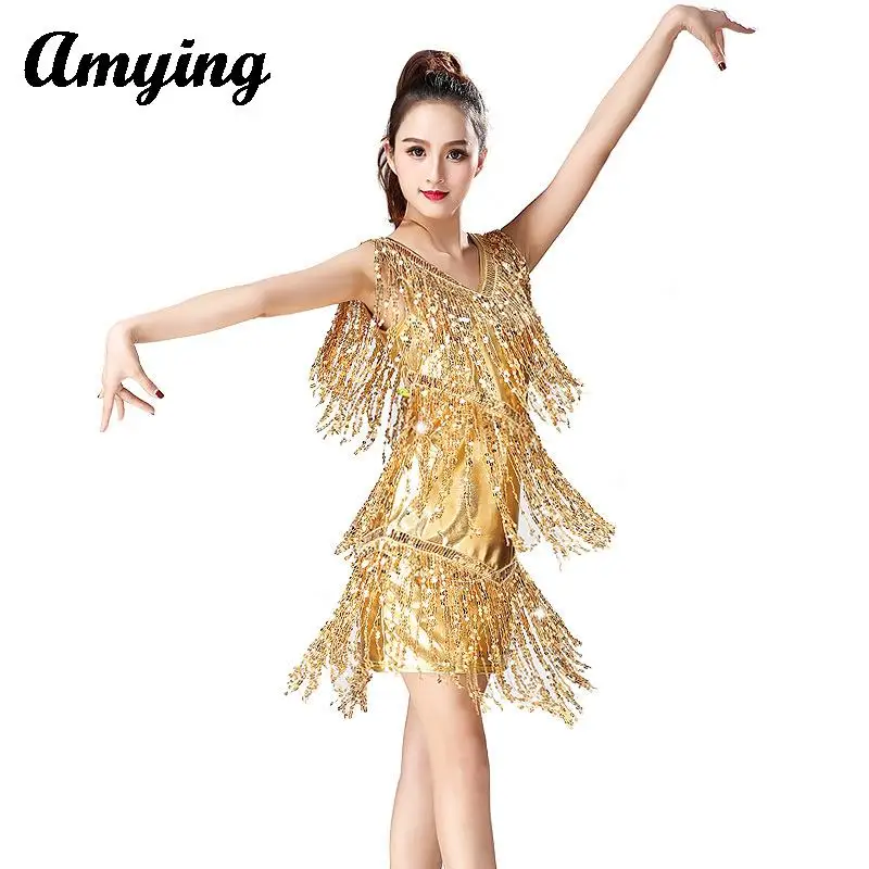 Sparkled latinダンスドレス、samba tango dancing Clothes、ステージパフォーマンスコンペティションゲームドレス、練習トレーニングスーツ