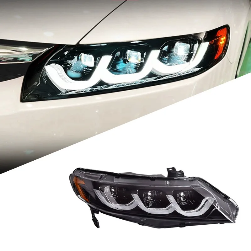 

Подходит для Honda восьмого поколения Civic 06-11 в сборе, 8,5 Civic, модифицированные светодиодные дневные ходовые огни, линзы, фара