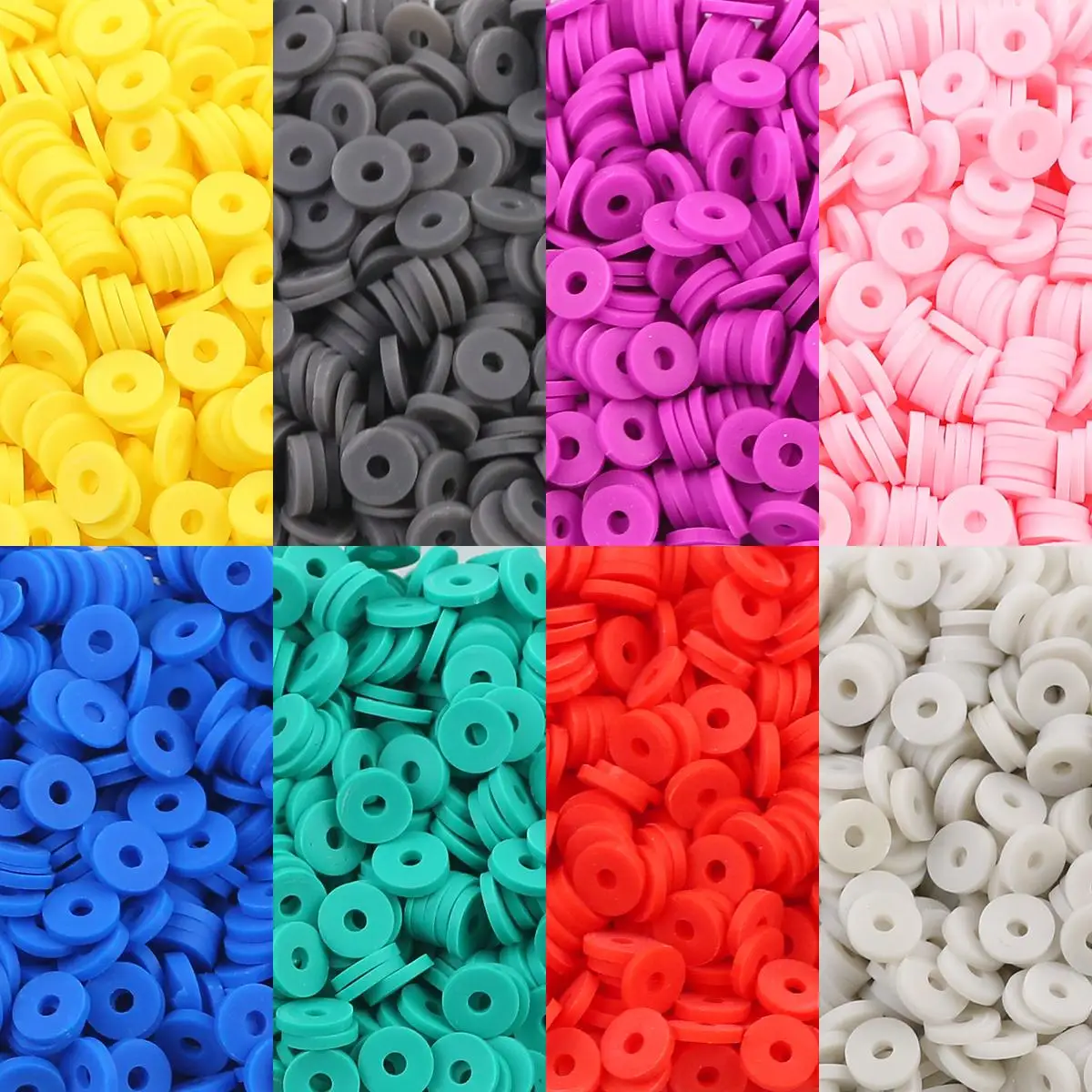 COIN 6x1mm Rubber Spacer Beads 500pcs Flat Round Multicolor Loose Beads for Charms Love Bracelet Making Jewelry Accessories DIY