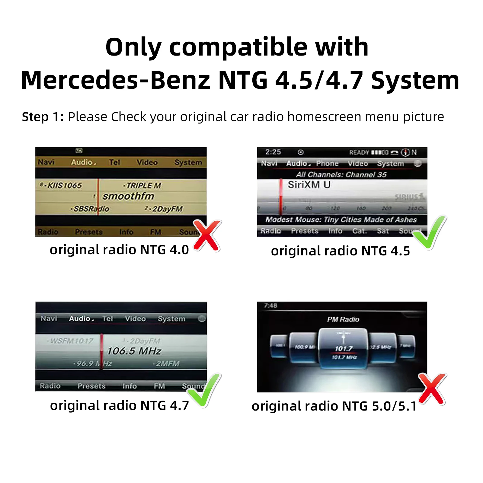 Ezonetronics Wireless CarPlay Android Auto Decoder Box CarPlay Interface for Mercedes Benz NTG 4.5 4.7 COMAND System 2011-2015