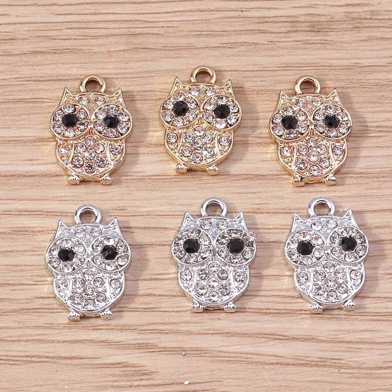 

10pcs Cartoon Crystal Animal Owl Charms Pendants for Making Drop Earrings Necklace DIY Handmade Bracelet Crafts Jewelry Findings