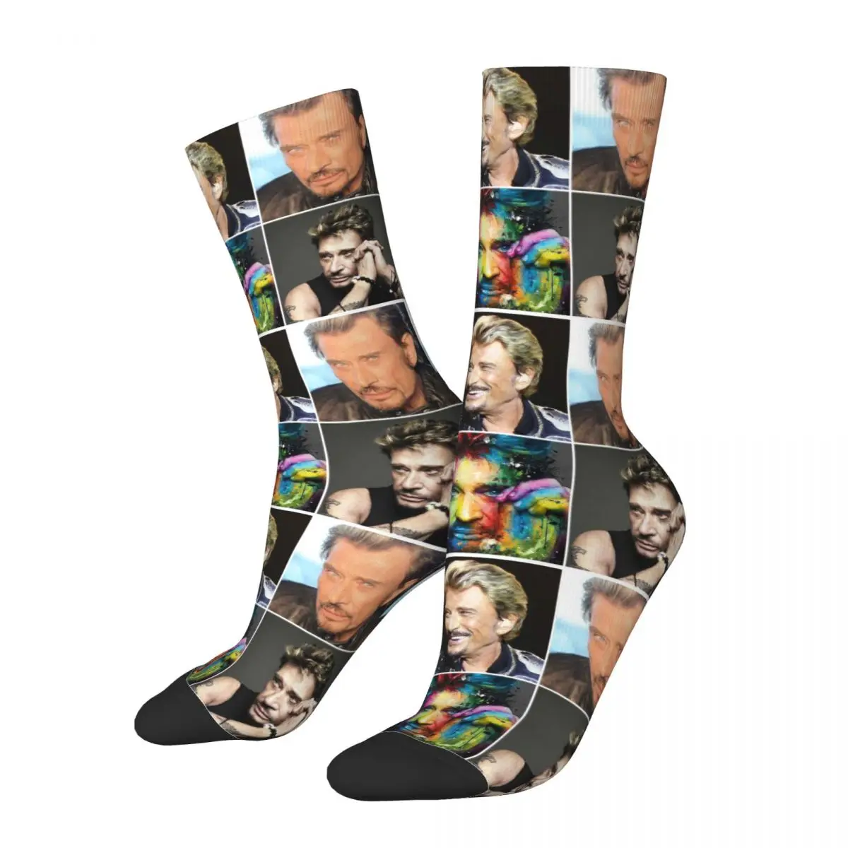 

New Male Men Socks Casual Rock Star Sock Johnny Hallyday Singer High Quality Women Socks Spring Summer Autumn Winter