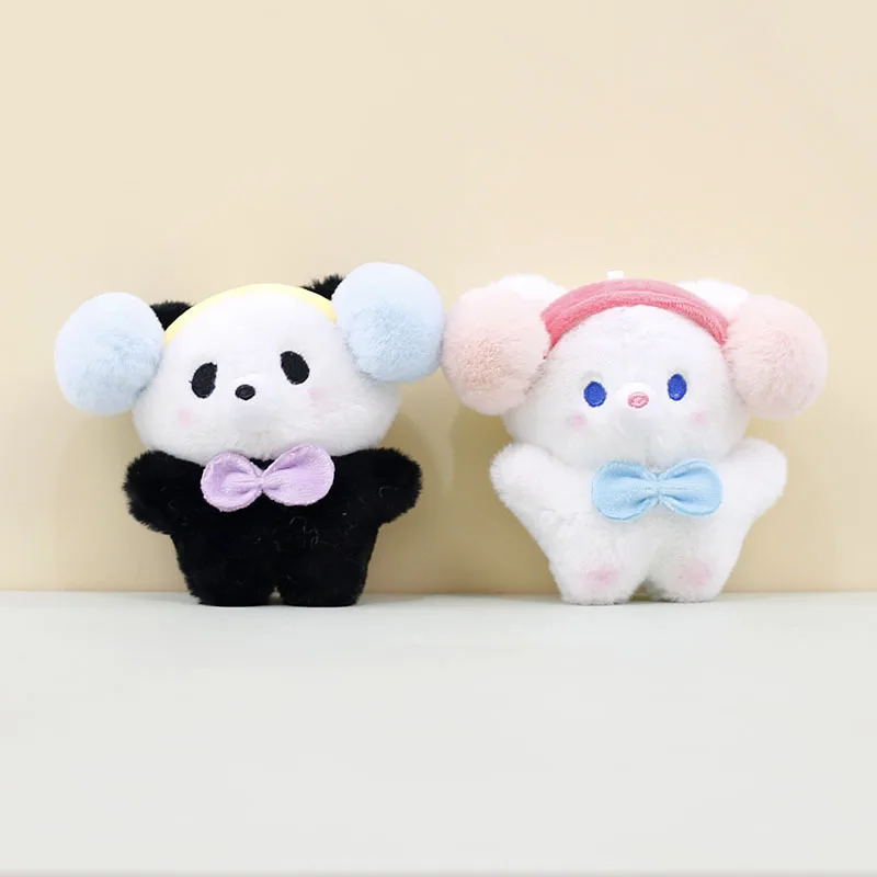 Ours en peluche mignon orné d'un panda, écouteur, peluche, lapin, porte-clés, bijoux de couple, cadeau de décoration, marée rouge Internet