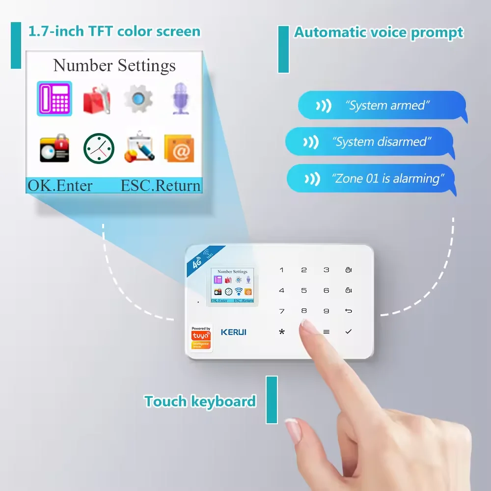 KERUI W184 Tuya Smart Alarm System 4G Wireless WIFI Security Alarm Motion Sensor Detector Burglar Alexa&Google Home Security