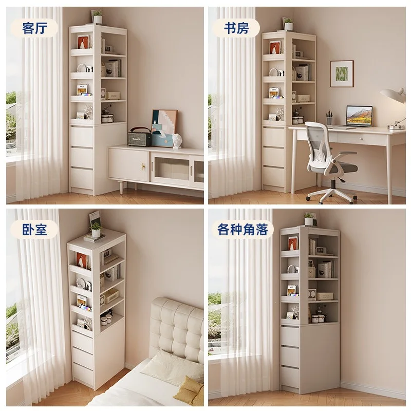 Solid wood bookcase crevice  living room storage  sofa side  corner locker floor corner bookshelf narrow ca