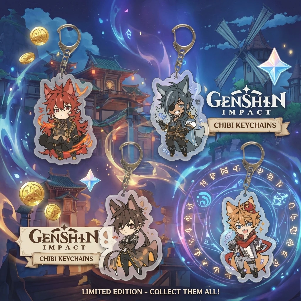 

Коллекционные аниме-фигурки-брелоки Genshin Impact: Персонажи-путешественники Венти, Дионна, Паймон, Барбара, Дилук, Каэя, Лумин