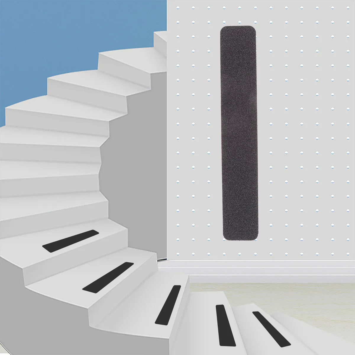 

10Pcs Black Frosted Anti-Skid Tape Adhesive Grip Sticker for Outdoor Stairs Steps Wheelchair Ramps Garden Floor Waterproof