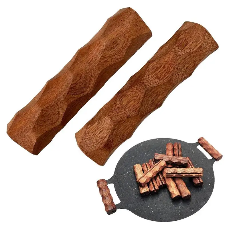 Wooden BBQ Pan Handle Anti Scald Heat Resistant Insulated Grip Replacement For Sauce Grill Pan Griddle Outdoor Camping