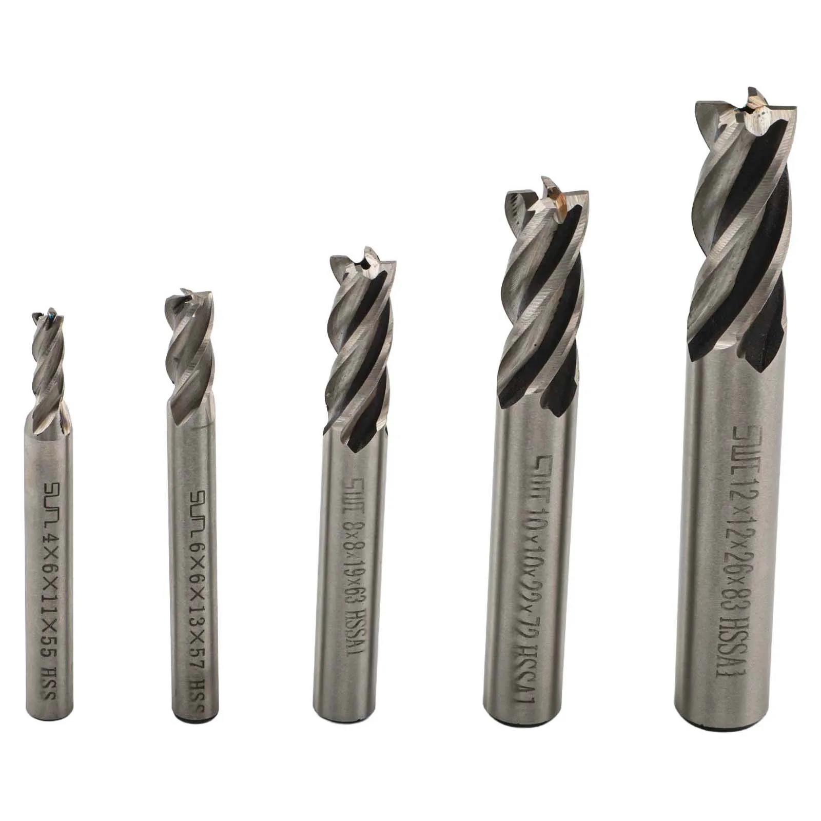 

5pcs Carbide 4 Flutes CNC HSS End Milling Cutter Slot Drill Bit Set 4-12mm Straight Shank End Mill Cutter Drill Bit Tool Parts