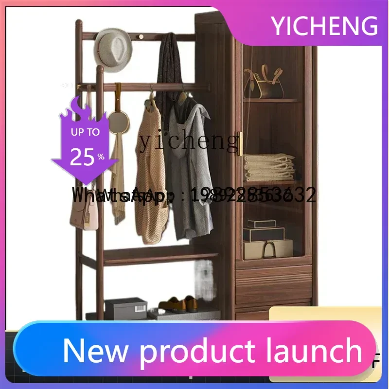 

GZ new Chinese solid wood coat rack multi-functional floor rack household bedroom wardrobe hanging clothes rack