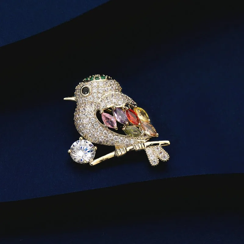 Colorful zircon inlay for Women's brooch pin luxury Needle accessories wicked Cardigan anti slip Little bird magpie brooches